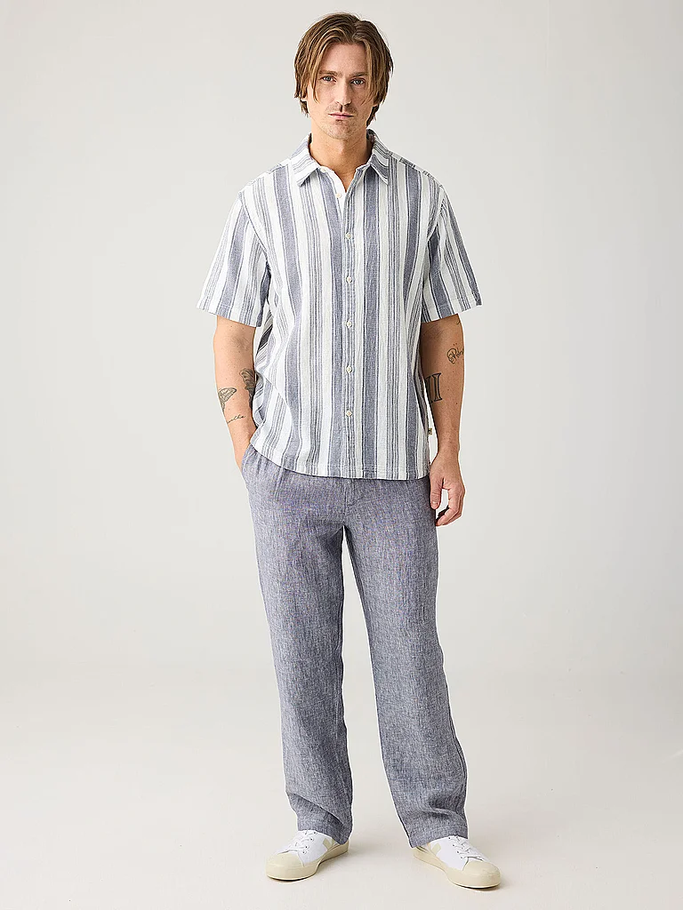 Knowledge Cotton Apparel Knit Shirt Blue Stripe XL 3